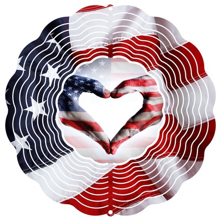 NEXT INNOVATIONS 8" Flag Heart Wind Spinner 101407002-FLAGHEART